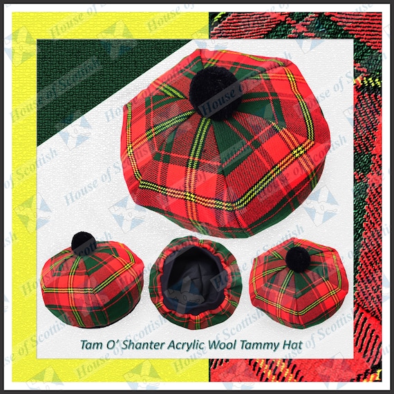 Ulster Irish Tartan TAM O SHANTER Hat Bonnet Beret Balmoral Scottish Tammy Hat IUTH 043