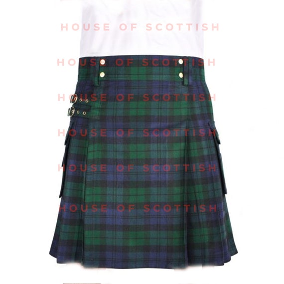 Black Watch TARTAN UTILITY KILT | Contemporary Kilt | Modern Kilt with Cargo Pockets | Fashion Sport Kilts | Cargo Kilt By House Of Scottish