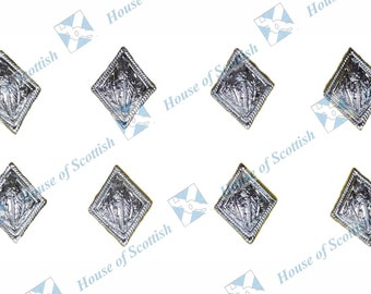 Thistle Diamond Shaped Buttons | Silver Finish Metal Shank Replacement Buttons for Doublet, Argyle Kilt Jacket, and other Scottish Attires