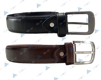 Men’s 100% GENUINE LEATHER BELTS Full Grain | 1.5” (38 mm) Width Full Grain Real Leather Belt with High-Quality Metal Buckle Black and Brown