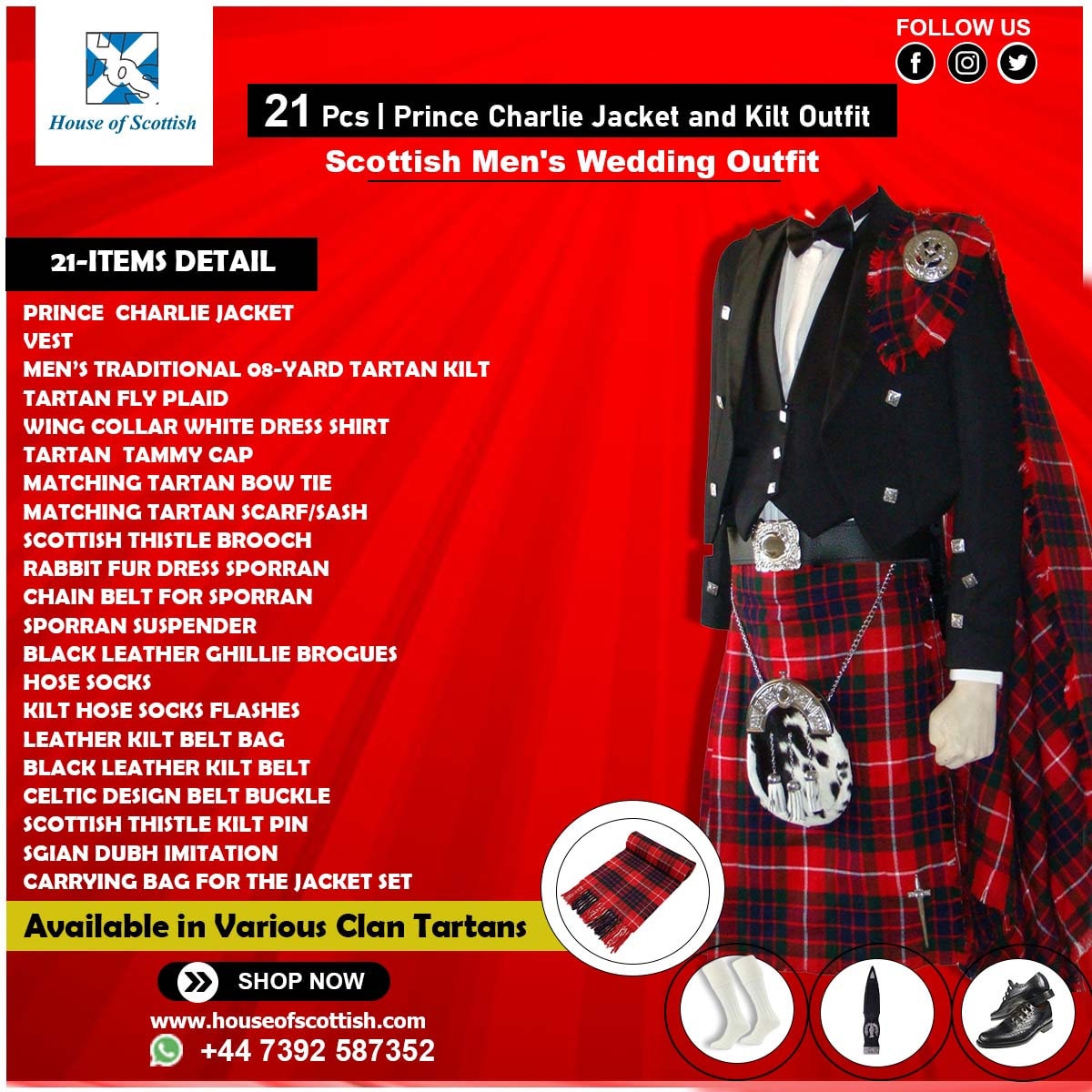 Hombre escocés St Andrew Antique Design 10 Pcs Kilt Outfit, Kilt Antique  Sporran Cadena Cinturón Hebilla Pin Broche Chal Flash Calcetines -   España