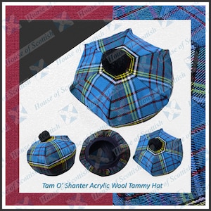 Cappello scozzese Anderson Tartan TAM O' SHANTER Berretto berretto Balmoral Cappello scozzese Tammy IGTH-016