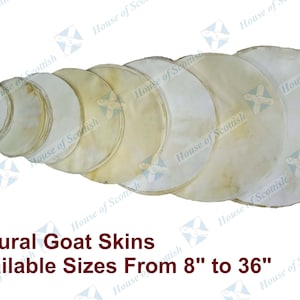 NATURAL GOAT SKIN Drum Heads, Irish Bodhran, Native Frame, Shamanic, Snare Drums, Djembe, African Drums Size 8” to 36” By House of Scottish