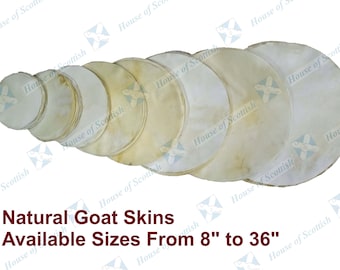 Pelli per tamburi in pelle di capra naturale, bodhran irlandese, telaio nativo, sciamanico, rullanti, djembe, tamburi africani, dimensioni da 8" a 36" di House of Scottish