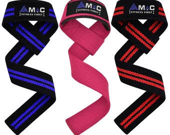 Weight Lifting Padded Wrist Straps | Hand Bar Wrap | Deadlift Weight Training Lifting Strap Grip Support By The MAC
