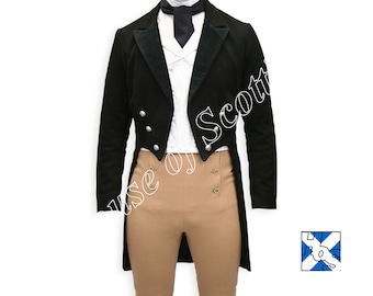 Men's Custom Made REGENCY TAILCOAT | Victorian Vintage Tailcoat | British Regency Fashion Jacket and Breeches | 19th Century Historical Coat