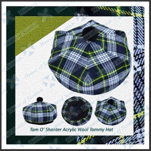 Scottish Gordon Dress Tartan Tam O&#39; Shanter Hat Tartan Tammy Bonnet Beret Balmoral Scottish Tammie Hat.