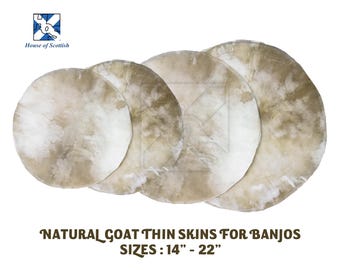 Goat thin Skin natural finish Banjo Head - Authentic Vintage Tone & Feel | Natural Banjos/Banjolele thin skins Size 14~22 inches