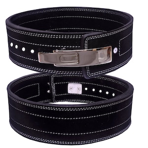 WEIGHT POWERLIFTING BELT | Power Weight Lifting Leather Lever Pro Belt Black 10mm | Lumbar Back Support Heavy Workout Gym Power Training