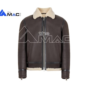 Men's Handmade Genuine Sheepskin Leather Bomber Faux Fur Jacket | Shearling Aviator Jacket | Celebrity Leather Jacket