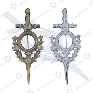 Scottish Thistle Kilt Pin Chrome and Antque Finish | Kilt Pins Brooch By House of Scottish