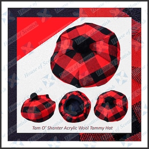 Scottish MacGregor Rob Roy Tartan Tam O&#39; Shanter Hat Tartan Tammy Bonnet Beret Balmoral Scottish Tammy Hat. RRTH-031
