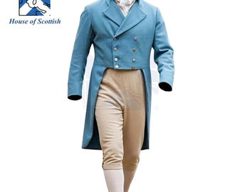 Men's Custom Made REGENCY TAILCOAT | Victorian Vintage Tailcoat | British Regency Fashion Costume | 19th Century Historical Coat By HoS