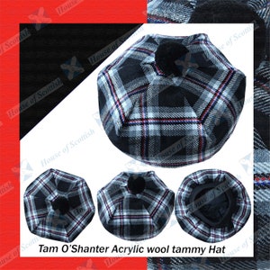 Chapeau TAM o' SHANTER en tartan Iron Horse | Bonnet Béret Balmoral | Casquette Tammie écossaise | Bonnet Tartan Tammy