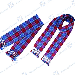 Schottischer DUNBROCH TARTAN Schal/Schärpe kariert 90 cm lang mit Fransen | Traditionelle schottische Eleganz von HoS