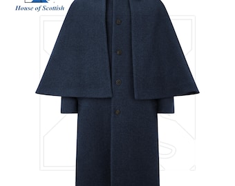 Vintage Inspired Ulster Coat with Cape –  19th Century Victorian Coat | Sherlock Holmes Wool Cape Coat | Victorian Riding Cape