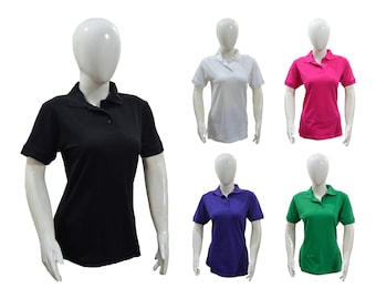 WOMEN'S POLO SHIRT | T-Shirt | 100% Cotton Short Sleeve Regular Fit Casual Pique Polo Shirt  for Women By House of Scottish