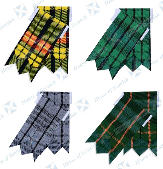 Scottish Kilt Hose Socks Flashes Various Tartans Acrylic Wool Highland Wear 
