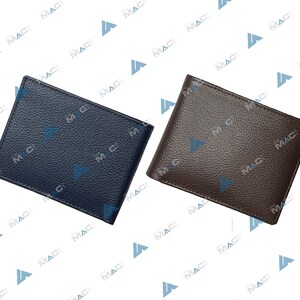 メンズ本革二つ折り財布 ブルー/ブラウン、本革コインポケット財布カードホルダー | 父の日のお父さんへのギフト | 彼へのギフト