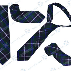 Men&#39;s Scottish Douglas Blue Tartan Neck Tie / Acrylic Wool Tartan Tie By House of Scottish