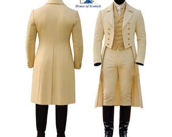Men's Custom Made REGENCY TAILCOAT | Victorian Vintage Tailcoat | British Regency Fashion Costume | 19th Century Historical Coat By HoS