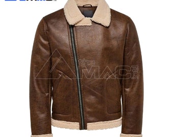 Men's Handmade Ginger Aviator Bomber Cross Zipper Leather Jacket