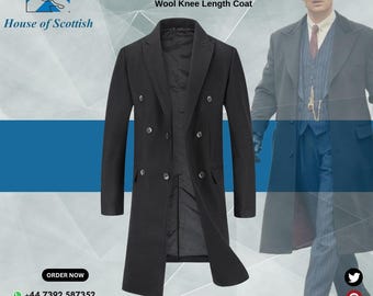 Abrigo largo inspirado en Peaky Blinders de Thomas Shelby: abrigo de lana vintage, estilo gánster clásico, talla personalizada, hecho a medida