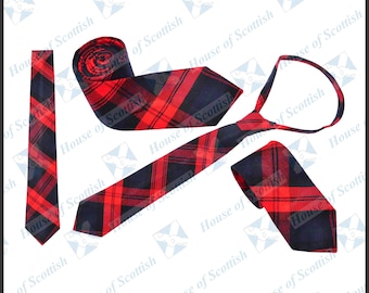 Krawat męski w szkocką kratę MaClachlan Tartan / Krawat z wełny akrylowej w kratę HOS.Code 5053 MLTJ Maclachllan Tartan.