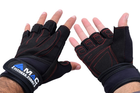 Gants de musculation confort et avec bande poignets - noir