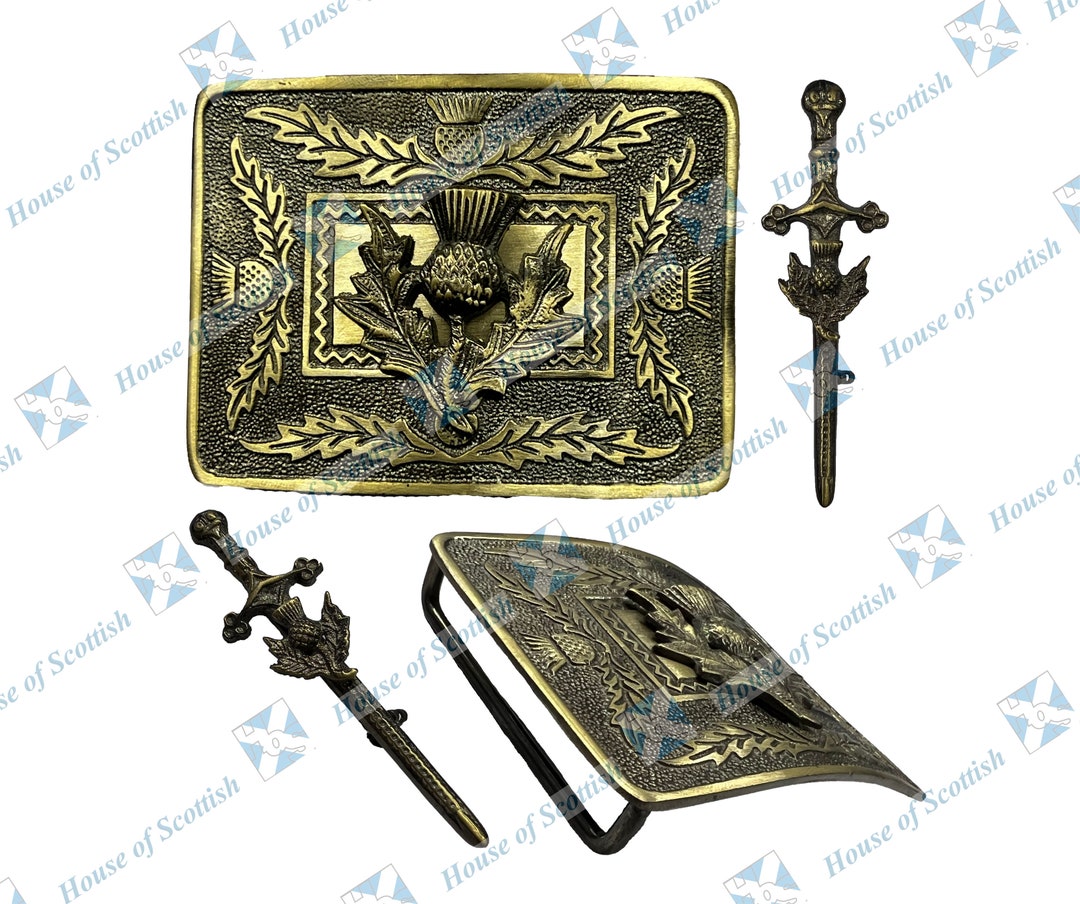 Distle Schottische Austauschbare Gürtelschnalle für Ihren Kilt in Antique ...