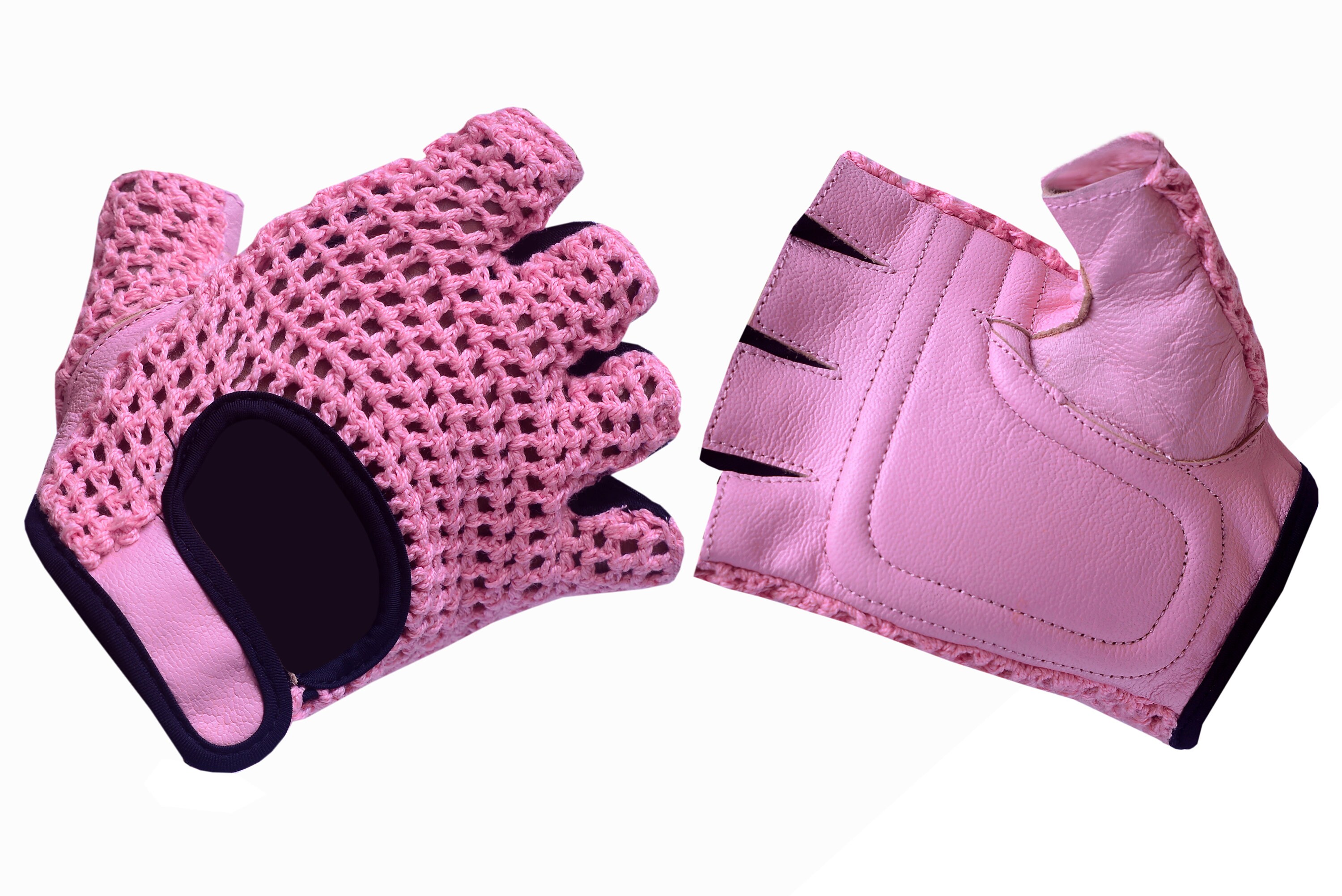 thumbnail image 2 of Bestpapers Padded Leather Half Finger Gloves For Weight Lifting, Gym, Cycling & Wheelchair Use 2 of 4