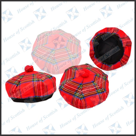 Berretto Balmoral Tartan Royal Stewart | 100% Acrilico, Taglia 56 Cm, Accessorio Scozzese