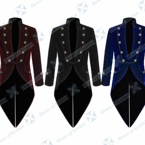 Men&#39;s VLADIMIR TUXEDO VELVET Jacket Tail coat Gothic Steampunk Victorian Vintage Tailcoat Frock Coat Halloween Medieval Costume