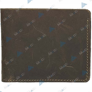 Men's Crazy Horse Leather Bifold Wallet, Distressed Leather Vintage Coin Pocket Purse Card Holder | dad Gift for Father's day | Gift for him