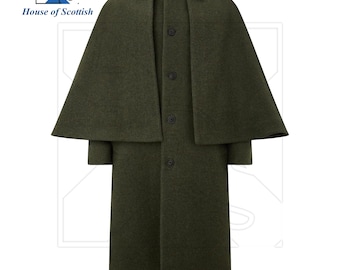 Vintage Inspired Ulster Coat with Cape –  19th Century Victorian Coat | Sherlock Holmes Wool Cape Coat | Victorian Riding Cape
