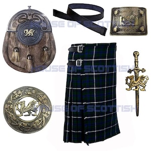 Men&#39;s Traditional Scottish Highland 08 Yard Blue Douglas Tartan Kilt. 16oz Heavy Acrylic Wool.