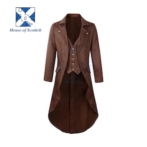 Men&#39;s Custom made Retro Victorian Steampunk Gothic Tailcoat Jacket Long Coat Halloween Medieval Costume Vintage Tailcoat Jackets By HoS