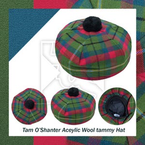 County Mayo Tartan Tam O&#39; Shanter Hat Tartan Tammy Bonnet Beret Balmoral Scottish Tammie Hat
