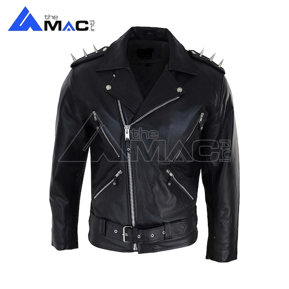 Ghost rider leather jacket with spikes hotsell