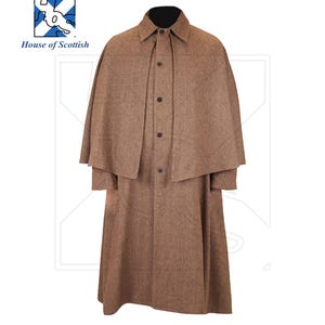 Vintage Inspirierter Ulster Mantel mit Umhang - Viktorianischer Mantel des 19ten Jahrhunderts | Sherlock Holmes Woll Mantel | Viktorianischer Reitumhang