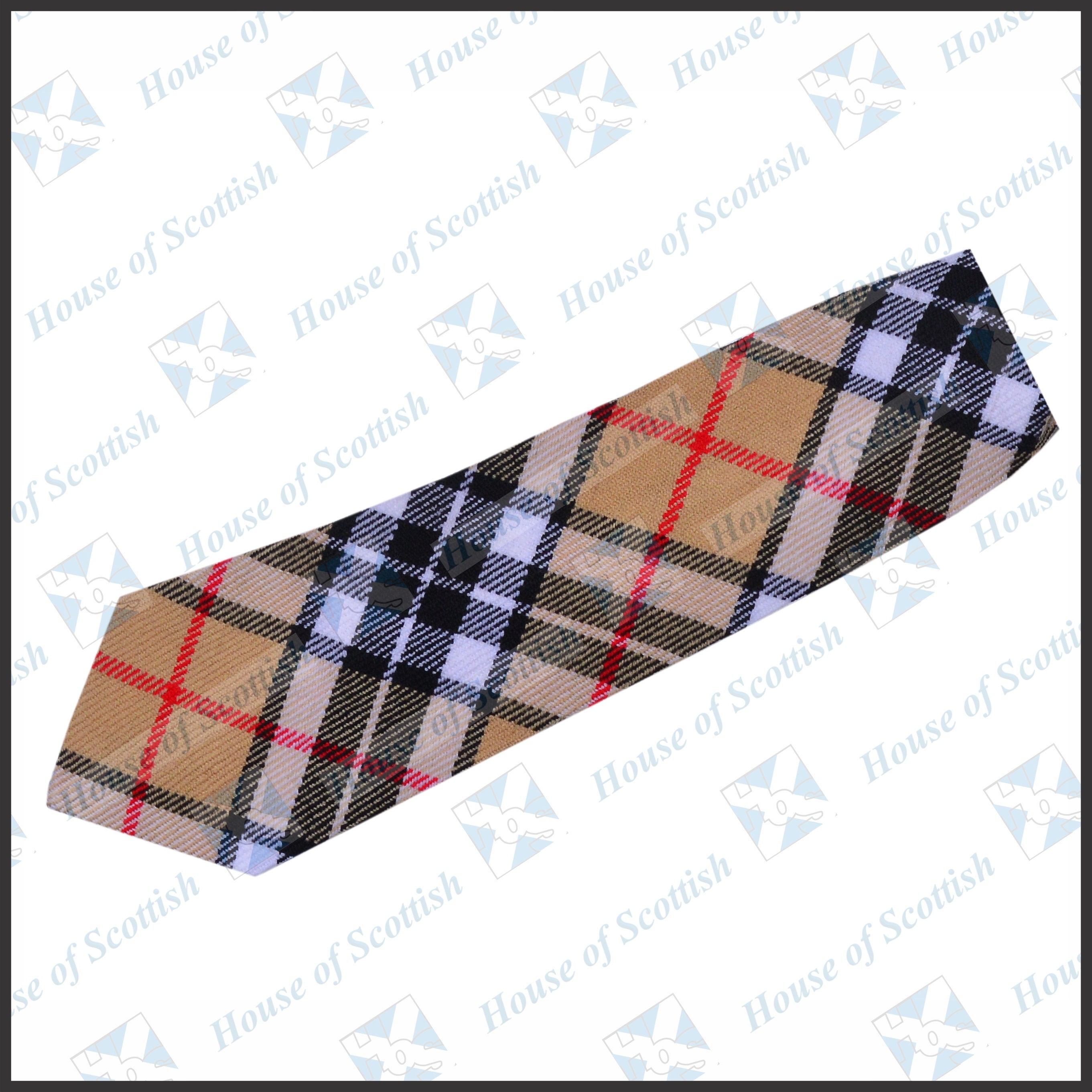 Men's Scottish Thomson Camel Tartan Neck Tie / Acrylic Wool Tartan Tie By House of Scottish Thomson Camel Tartan
