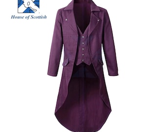 Chaqueta de frac gótica estilo steampunk victoriano retro hecha a medida para hombre, abrigo largo, disfraz medieval de Halloween, chaquetas de frac vintage de HoS