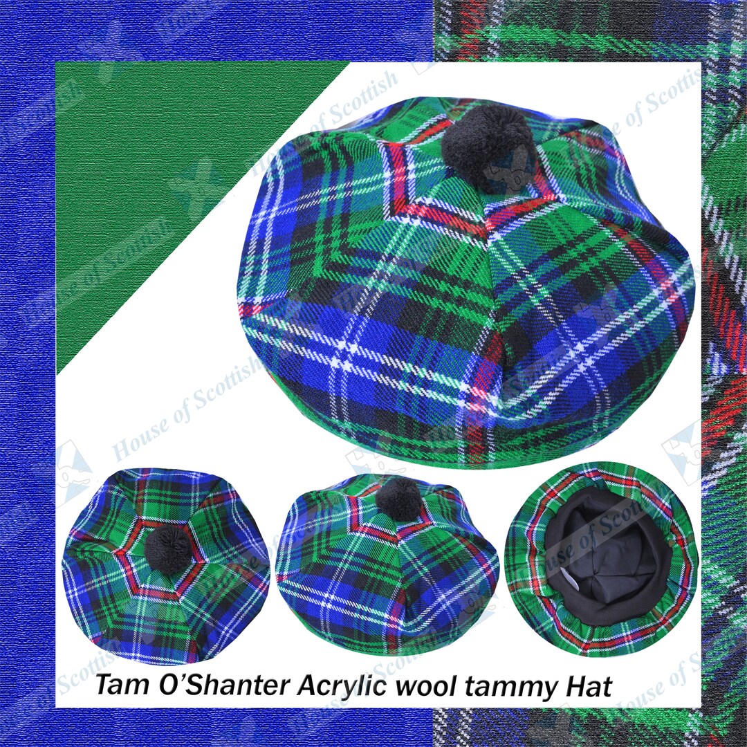 STITCHIFY Tam O Shanter Hoed Bonnet Baret Balmoral Schotse Leger Cap - Groen, Groen, 57