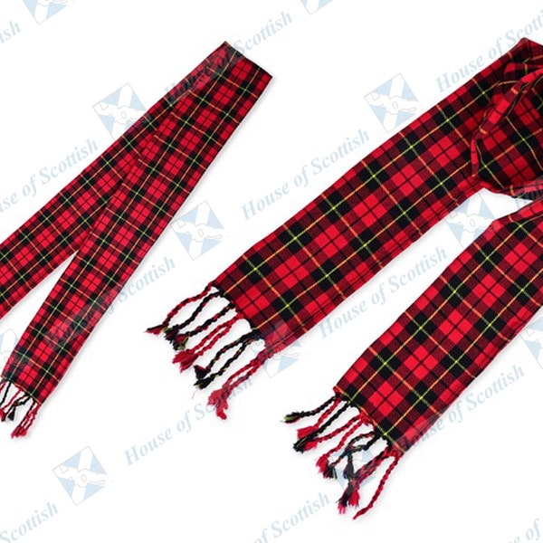 Unisex Scottish WALLACE TARTAN SCARF/Sash Plaid 90 in long with Fringe | Wallace Tartan Scarf by HoS