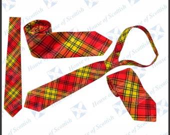 Krawat męski w kratę szkocką Rourke Frew / Krawat w kratę z wełny akrylowej HOS.Code 5039 RFTJ Rourke Frew Tartan