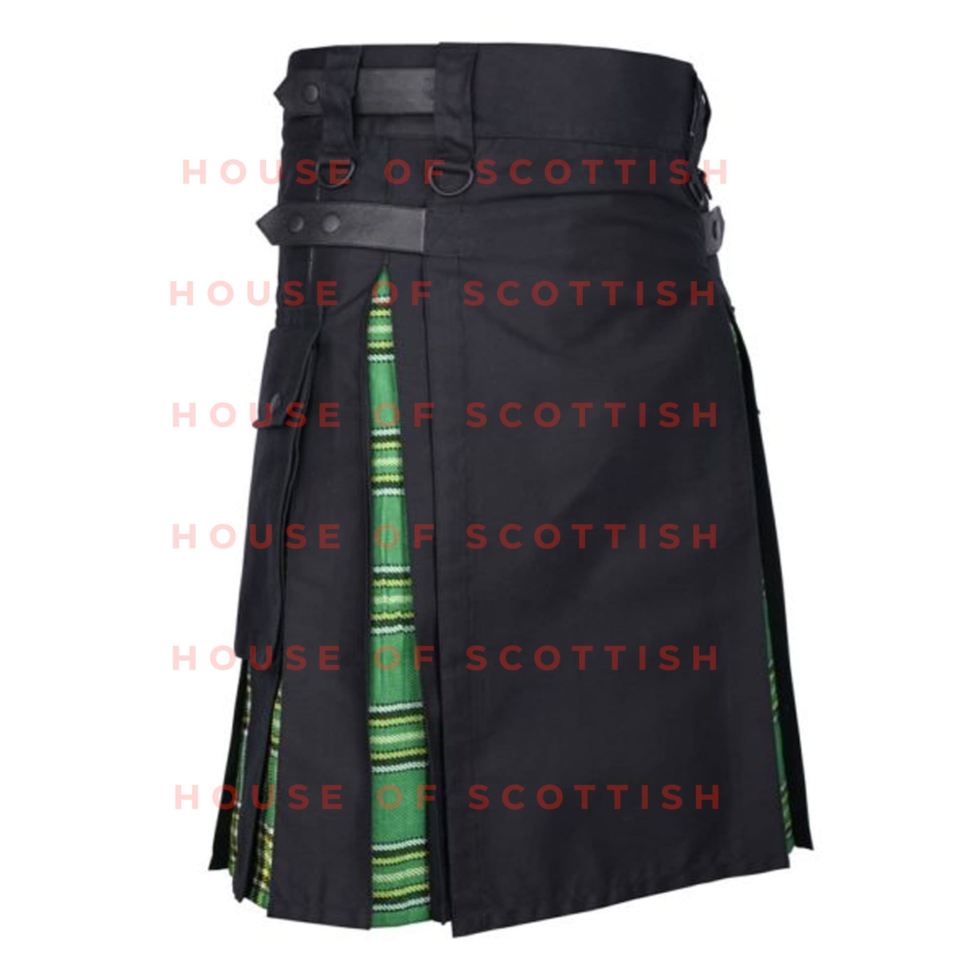 Tartancity Cintura Da Kilt In Vera Pelle Bovina, Regolabile, Design Celtico, Fibbie E Fibbie Scozzesi, Cintura In Pelle Goffrata, Nero , Size 30 - 36 Inches - Foto 4