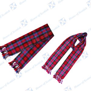 Scottish MACPHERSON TARTAN Schal/Schärpe Kariert 90cm lang mit Fransen | Traditionelle schottische Eleganz von HoS