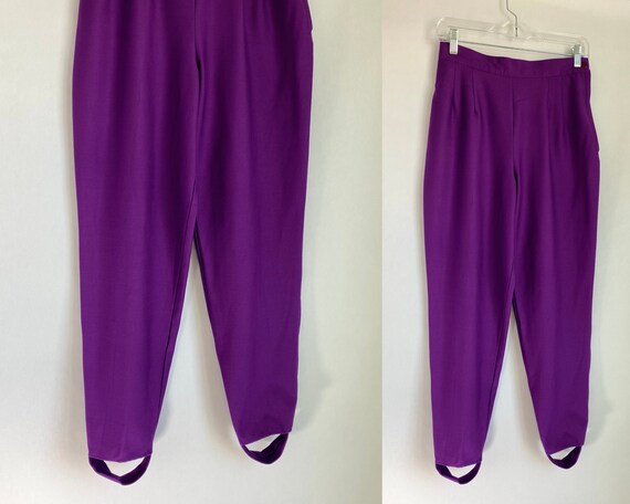 Vintage '80s High Waisted Stirrup Pants | Purple S