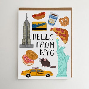 Bonjour de NYC Card | Carte de la ville de New York | New York Carte de vœux