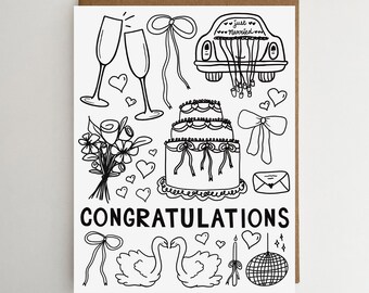 Wedding Congratulations Card: Illustrated Greeting Card